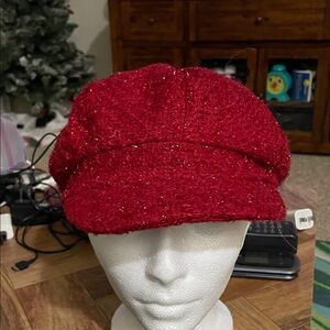 Red Textured Newsboy Cap